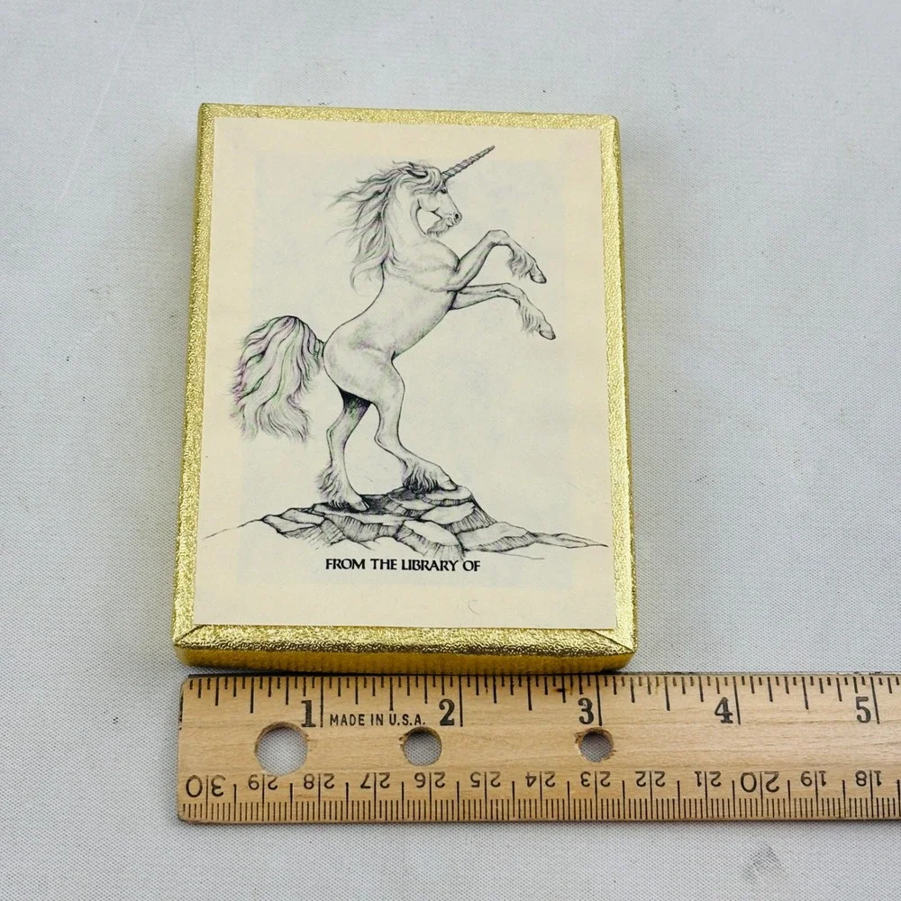Vintage Antioch Unicorn Bookplate Lot of 11 Partial Box Gummed Labels USA